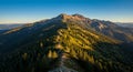 Autumnal Mountain Ridge Panorama at Sunset Royalty Free Stock Photo