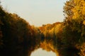 The autumnal Nidda river in Heddernheim, Frankfurt, Germany.