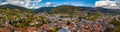 Autumnal panorammic aerial view of city Schirmeck in Alsace Royalty Free Stock Photo