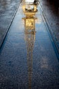 Autumnal reflection of vintage crane at Bristol Harbour in Bristol, Avon, UK Royalty Free Stock Photo