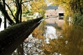 Autumnal reflections on the road to The Boat Inn, Sprotbrough; Doncaster floods Nov 2019;