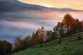 Autumnal rural area in mountains at dawn Royalty Free Stock Photo