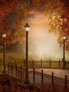 Autumnal scenery with lanterns