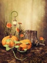 Autumnal scenery with pumpkins