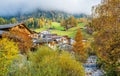 Autumnal sight at Santa Magdalena village in the famous Val di Funes. Trentino Alto Adige, Italy.