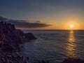 Autumnal sunset in front of the Atlantic Ocean in the Canary Islands