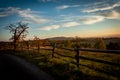 Autumnal sunset landscape in the countryside in Poland. Royalty Free Stock Photo