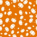 Autumnal Thanksgiving Halloween orange seamless pattern with pumpkin illustration