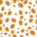 Autumnal Thanksgiving Halloween orange and white seamless pattern with pumpkin illustration