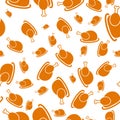 Autumnal Thanksgiving orange and white seamless pattern with turkeys illustration