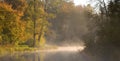 Autumnal trees over lake