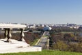 Autumnal view eastwards towards the Lincoln Memorial from the Tomb of Pierre L`Enfant at Arlington National Cemetery