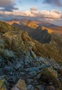 autumnal view from rohace mountains with guidepost - zapadne vysoke tatry Royalty Free Stock Photo