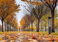 Autumnn trees with red and brown leaves