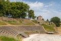 Ancient Roman ruins theatre in Autun historic town, France Royalty Free Stock Photo