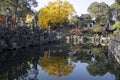 Autunm view over the rock and lake in the Lion Grove Garden in Suzhou, China Royalty Free Stock Photo