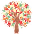 Autumn tree made of hands Royalty Free Stock Photo