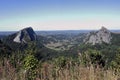 Auvergne landscape of tile rocks and sanadoire in overview Royalty Free Stock Photo