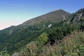 Auvergne landscape of tile rocks and sanadoire in overview Royalty Free Stock Photo