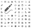 AUX cable icon. Media, Music and Communication vector illustration icon set. Set of universal icons. Set of 64 icons