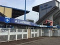 Auxerre , Bourgogne Franche Comte / France - 10 27 2019 : aja aj auxerre stadium entrance