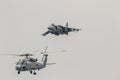 AV-8B Harrier Plus and SH-60 Seahawk Royalty Free Stock Photo