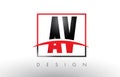 AV A V Logo Letters with Red and Black Colors and Swoosh.