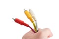Av wire cable in hand Royalty Free Stock Photo