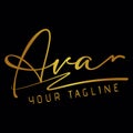 Ava golden color name logotype signature art
