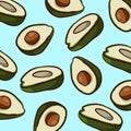 Avacado pattern on a blue background.