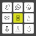 avacardo , whatsapp , message , email , mobile , rocket , apple, flask , beaker, chemical , eps icons set vector