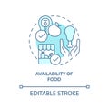 Availability of food turquoise concept icon