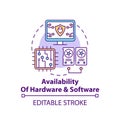 Availability of hardware and software concept icon