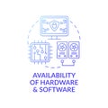 Availability of hardware and software dark gradient blue concept icon