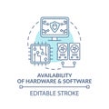 Availability of hardware and software turquoise concept icon