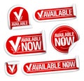 Available now stickers. Royalty Free Stock Photo