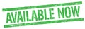 AVAILABLE NOW text on green grungy rectangle stamp Royalty Free Stock Photo
