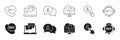 24-7 Available Support and Information Services Line and Silhouette Icon Set. Customer Support and Assistance Outline