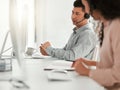 They are available to help you at any time. two young call center agents working in an office. Royalty Free Stock Photo