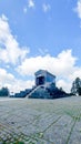 Avala mountain in Belgrade, Serbia with blue sky and white clouds. Summer day at the mountain.