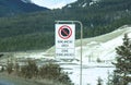 Avalanche Area sign on Trans-Canada Highway in British Columbia Royalty Free Stock Photo