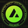 Avalanche AVAX vector symbol with cryptocurrency themed background design.