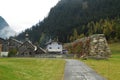 Avalanche barrier in alpine village