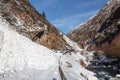Avalanche blocked a mountain road Royalty Free Stock Photo