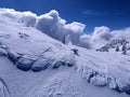 Avalanche clouds fake effect snow covered mountain Royalty Free Stock Photo