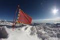 Avalanche danger sign in snow Royalty Free Stock Photo