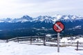 Avalanche Danger Sign in the Canadian Rockies Royalty Free Stock Photo