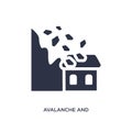 avalanche and house icon on white background. Simple element illustration from meteorology concept