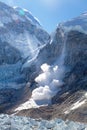 Avalanche from Nuptse peak near everest base camp Royalty Free Stock Photo