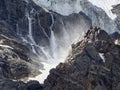 Avalanche scene in the glacier of Belvedere in the Italian alps